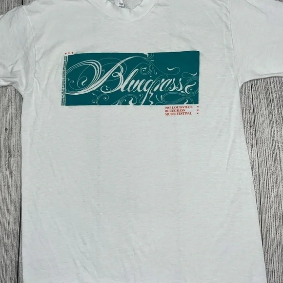 1987 Vintage USA Made Louisville Bluegrass Music Festival Single Stitch T-Shirt - Picture 2 of 11